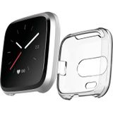 For Fitbit Versa Lite Smart Watch Silicone Protective Case(Transparent Black)