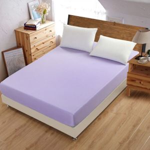 Plain Mattress Protector Bed Mat Mattress Cover Fitted Sheet  Size:180X200cm(Purple)