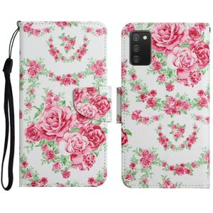 Voor Samsung Galaxy A02S EU-editie Geschilderd Patroon Horizontale Flip Lederen Case met Houder & Card Slot & Portemonnee (Rose Flower)