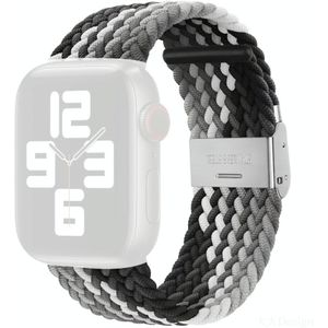 Gevlochten + roestvrijstalen vervanging horlogebanden voor Apple Watch Series 7 45 mm / 6 & SE & 5 & 4 44mm / 3 & 2 & 1 42mm (zwarte kleur)