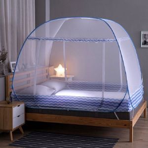 Zipper Double Door Free Installation Wire Yurt Foldable Mosquito Net  Size:180x200x150 cm(Blue)