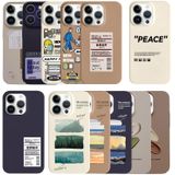 Voor iPhone 12 Pro Geschilderd patroon Huidvriendelijke pc-telefoonhoes (koffie-beige label)