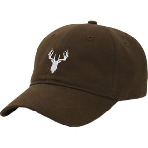 Geborduurde Herten Verstelbare Baseball Cap Effen Kleur All-match Pet (Bruin)