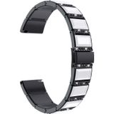 For Samsung Galaxy Watch Active2 44mm / Watch Active2 40mm / Watch Active Stainless Steel Diamond Encrusted Replacement Watchbands(Black+White)