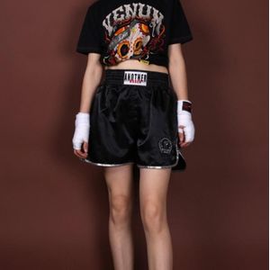 ANOTHERBOXER Boxing Shorts Muay Thai Sanda Martial Arts Ttraining Broek voor mannen en vrouwen  Maat: XXL (Black Silver Edge)