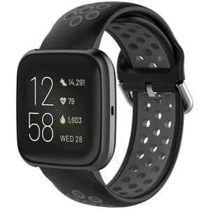 For Fitbit Versa 2 / Versa / Versa Lite 23mm Clasp Two Color Sport Wrist Strap Watchband(Black + Grey)
