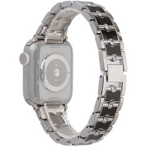 Big Diamond Three-Bead Staal Staal Horlogeband voor Apple Watch Series 7 41mm / 6 & SE & 5 & 4 40mm / 3 & 2 & 1 38mm (Silver + Black)