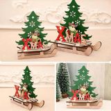 3 PCS Christmas Decorations Christmas Painted Wooden Assembly DIY Sleigh Car Decoration Jigsaw Puzzle Gift  Size:Large(Elk)