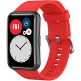 For Huawei Watch Fit Silicone Replacement Wrist Strap Watchband with Stainless Steel Buckle(Red)