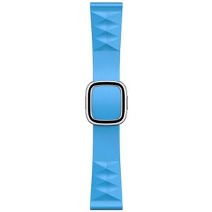 Modern Style Silicone Replacement Strap Watchband For Apple Watch Series 7 & 6 & SE & 5 & 4 40mm  / 3 & 2 & 1 38mm  Style:Silver Buckle(Lake Blue)