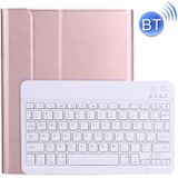 A11B Bluetooth 3.0 Ultra-thin ABS Detachable Bluetooth Keyboard Leather Case with Holder & Pen Slot for iPad Pro 11 inch 2021 (Rose Gold)