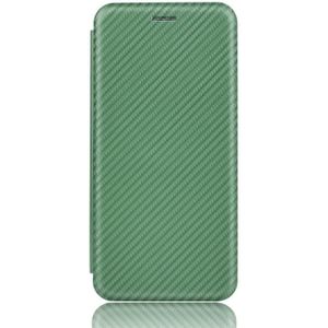 For OnePlus Nord Carbon Fiber Texture Magnetic Horizontal Flip TPU + PC + PU Leather Case with Card Slot(Green)