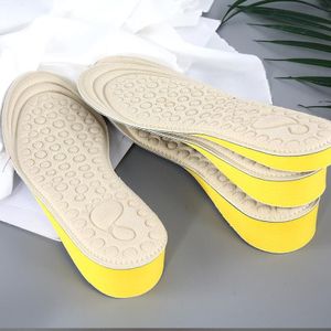 2 Pairs Massage Inner Heightening Insoles Men and Women EVA Breathable Sports Heightening Shoes Full Pad  Size: 37-38(Beige 1.5cm)