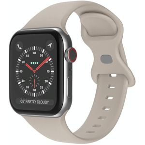 Butterfly Buckle Silicone Watch Band  Grootte: L voor Apple Watch Series 7 45 mm / 6 & SE & 5 & 4 44mm / 3 & 2 & 1 42 mm (Rock Gray)