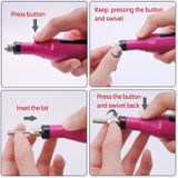 3 Sets Professional Electric Manicure Machine Pen with 6 Grinding Bits EU Plug