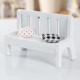 Mini houten bankje poppenhuis miniatuur tuin Dollhouse meubels accessoire  grootte: 11 * 5 * 7 CM (wit)