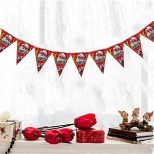 10 Sets Christmas Scene Decoration Triangle Paper Flags Non-woven Fabric Hanging Banners (Red)