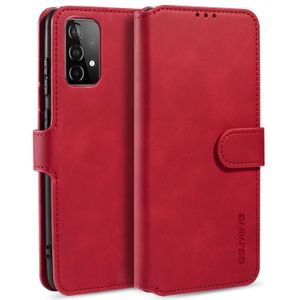For samsung Galaxy A52 5G DG.MING Retro Oil Side Horizontal Flip Leather Case with Holder & Card Slots & Wallet(Red)