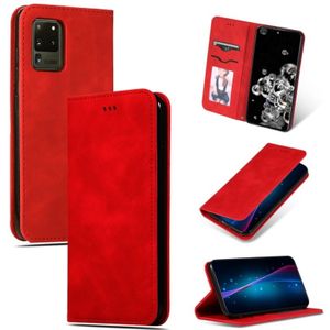 For Galaxy S20 Ultra Retro Skin Feel Business Magnetic Horizontal Flip Leather Case(Red)