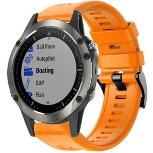 Voor Garmin Quatix 5 Sapphire Metalen Gesp Effen Kleur Siliconen Horloge Band (Oranje)