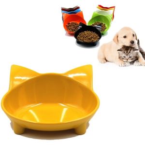 Pet Bowl Non-slip Cute Cat Type Color Cat Bowl Pet Supplies(Yellow)