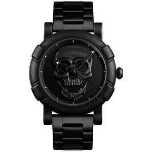 SKMEI 9178 Skull Pattern Multifunctional Outdoor Men Fashion Waterproof Quartz Wrist Watch (Black)