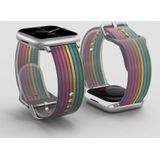 Frosted doorschijnende siliconen horlogeband voor Apple Watch Series 8 & 7 45 mm / SE 2 & 6 & SE & 5 & 4 44 mm / 3 & 2 & 1 42 mm (zwarte regenboog)