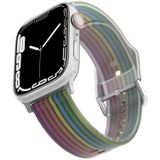 Frosted doorschijnende siliconen horlogeband voor Apple Watch Series 8 & 7 45 mm / SE 2 & 6 & SE & 5 & 4 44 mm / 3 & 2 & 1 42 mm (zwarte regenboog)