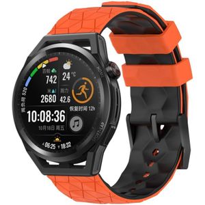 Voor Huawei Watch GT Runner 22 mm voetbalpatroon tweekleurige siliconen horlogeband (oranje + zwart)