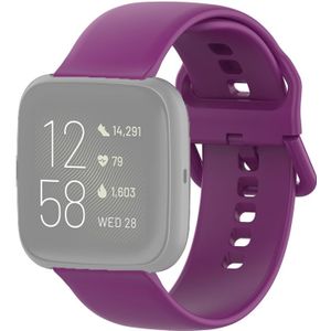22mm Color Buckle Silicone Wrist Strap Watch Band for Fitbit Versa 2 / Versa / Versa Lite / Blaze(Purple)