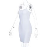 Dames sexy slim-fit jarretel jurk (kleur: wit Maat: M)
