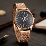 YAZOLE 368 Men Fashion Business Steel Strap Band Quartz Wrist Watch  Luminous Points(Black)