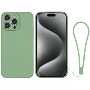 Siliconen telefoonhoesje voor iPhone 15 Pro Max met polsband (Matcha groen)