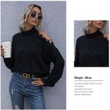 Dames losse off-shoulder gescheurde coltrui met lange mouwen herfst gebreide trui  maat: S