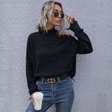 Dames losse off-shoulder gescheurde coltrui met lange mouwen herfst gebreide trui  maat: S