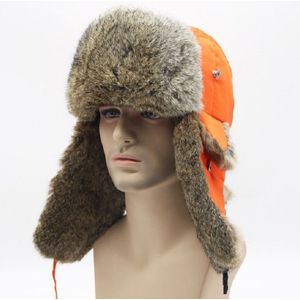 Winter Warme Doek Top Rabbit Fur Thicken Bomber Hoeden Flight Cap voor mannen  Grootte: Verstelbaar (Oranje)
