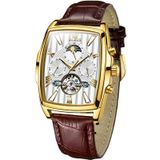 OLEVS 6675 Heren multifunctioneel maanfase Tourbillon mechanisch horloge (wit + goud)