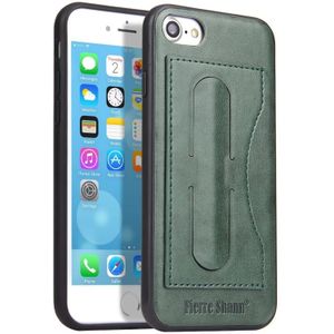 Fierre Shann Full Coverage Protective Leather Case for iPhone 8 & 7  with Holder & Card Slot(Green)