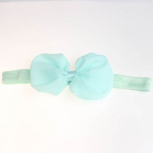 2 PCS Baby Headband Ribbon Chiffon Bow Children Hair Band Headwear(Turquoise blue)