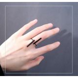 Creatieve eenvoudige geometrie opening vinger ringen persoonlijkheid sieraden (zwart)