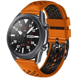 For Huawei Watch GT2 46mm 22mm Two-Color Breathable Silicone Watch Band(Orange+Black)