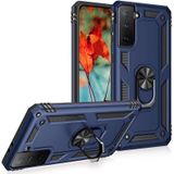 For Samsung Galaxy S21 FE Shockproof TPU + PC Protective Case with 360 Degree Rotating Holder(Blue)