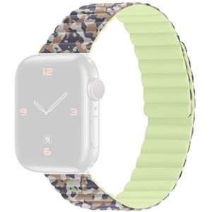 Magnetische camouflage siliconen vervangende riem watchband voor Apple Watch Series 7 & 6 & se  5 & 4 40mm/3 & 2 & 1 38mm (woestijn)