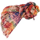 3 PCS Tie-Dye Ball Turban Hat Ethnic Style Knotted Hat Ladies Scarf Wrap Head Hat(Navy Green)