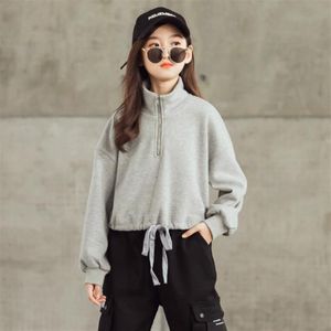 Spring Autumn Children Fashion Sweater Hoodies (Color:Grey Size:165cm)