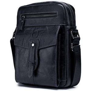 BUFF CAPTAIN 053 Men Leather Shoulder Messenger Bag First-Layer Cowhide Large Capacity Briefcase  Specification? Small (Black)