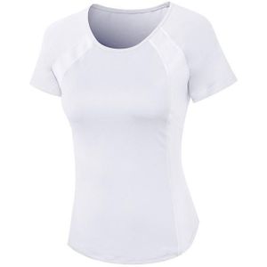 Strakke ronde hals Sport Korte mouw T-shirt voor dames (kleur: wit Maat: S)