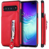 For Galaxy S10 5G Solid Color Double Buckle Zipper Shockproof Protective Case(Red)