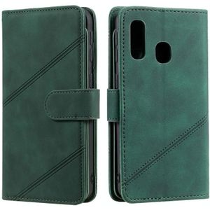 For Samsung Galaxy A40 Skin Feel Business Horizontal Flip PU Leather Case with Holder & Multi-Card Slots & Wallet & Lanyard & Photo Frame(Green)