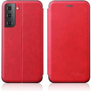 For Samsung Galaxy S22 Ultra 5G Retro Texture Magnetic Card Holder Leather Case(Red)